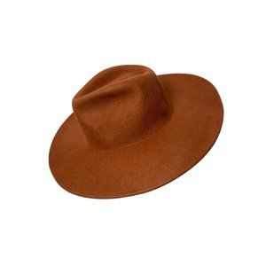 Ladies 100% Wool Carmel Color Brim Boho Festival Winery Hat